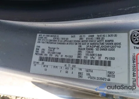 2016 Ford Fiesta Se из США, поврежденный, VIN 3FADP4EJ0GM120710